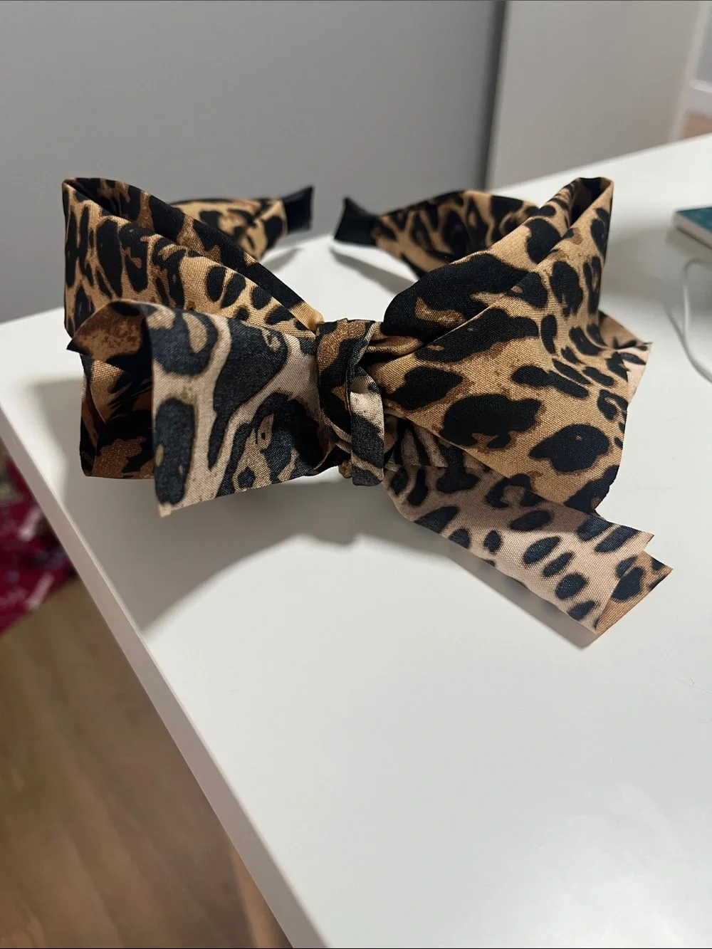 Leopard Bow Headband - Brown/Black